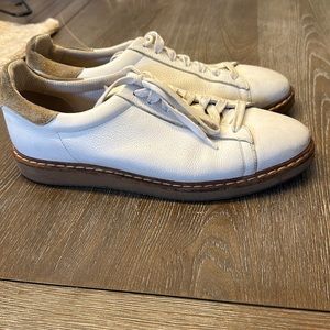 Leather white with tan sneakers.